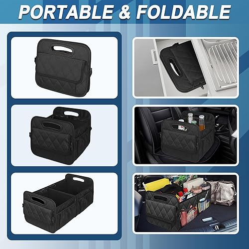 Miniatura 10 de Deosk - Organizador de auto para SUV, almacenamiento de maletero con 6 bolsillos grandes con poliéster impermeable, accesorios de auto para
