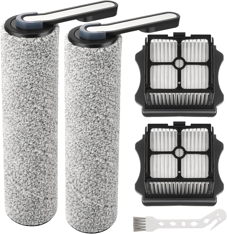 Roller Brush Replacement & Vacuum Filters for Tineco Floor ONE S5, 2 Each | Only fits Tineco Floor ONE S5, S5 Pro, S5 Pro 2 & S5 Blue Smart cordless wet dry cleaners; not compatible with S5 Combo.