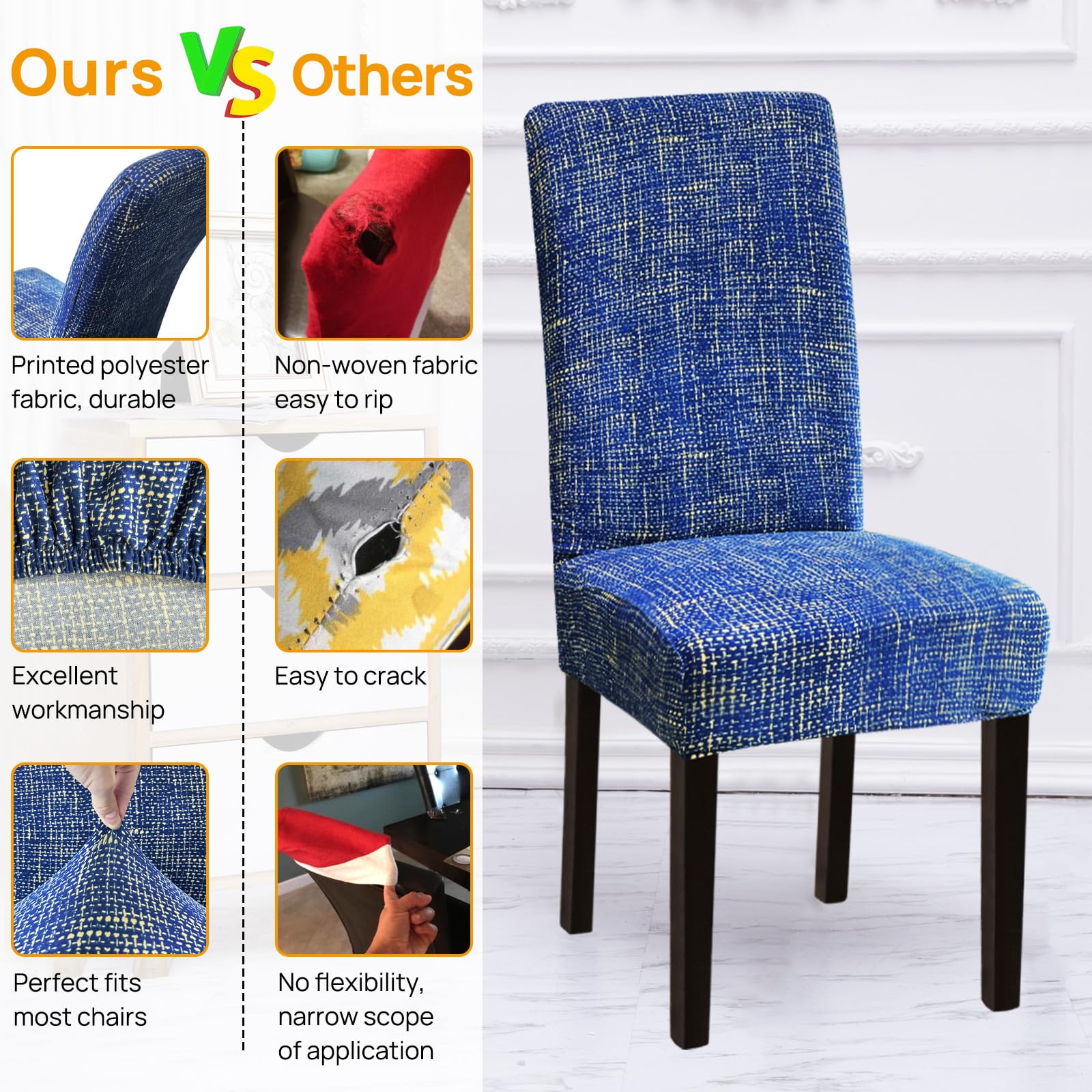 Sufdari Chair Covers 6,Stretch Dining Chair Covers - Image 4