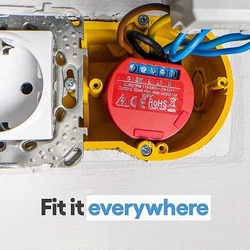 Miniatura 4 de Shelly 1 PM - Interruptor de relé, automatización inteligente del hogar, WiFi, para Alexa y Google Home, app iOS y Android, sin concentrador,