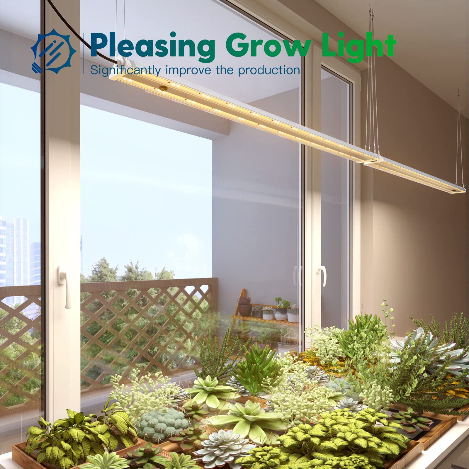 FREELICHT 4 Pack 4ft LED Grow Light , 60W (350W Equivalent), Sunlike Full Spectrum Integrated Plant Light for Hydroponic Indoor Plant Seedling Veg and Flower, Plug in with On/Off Switch