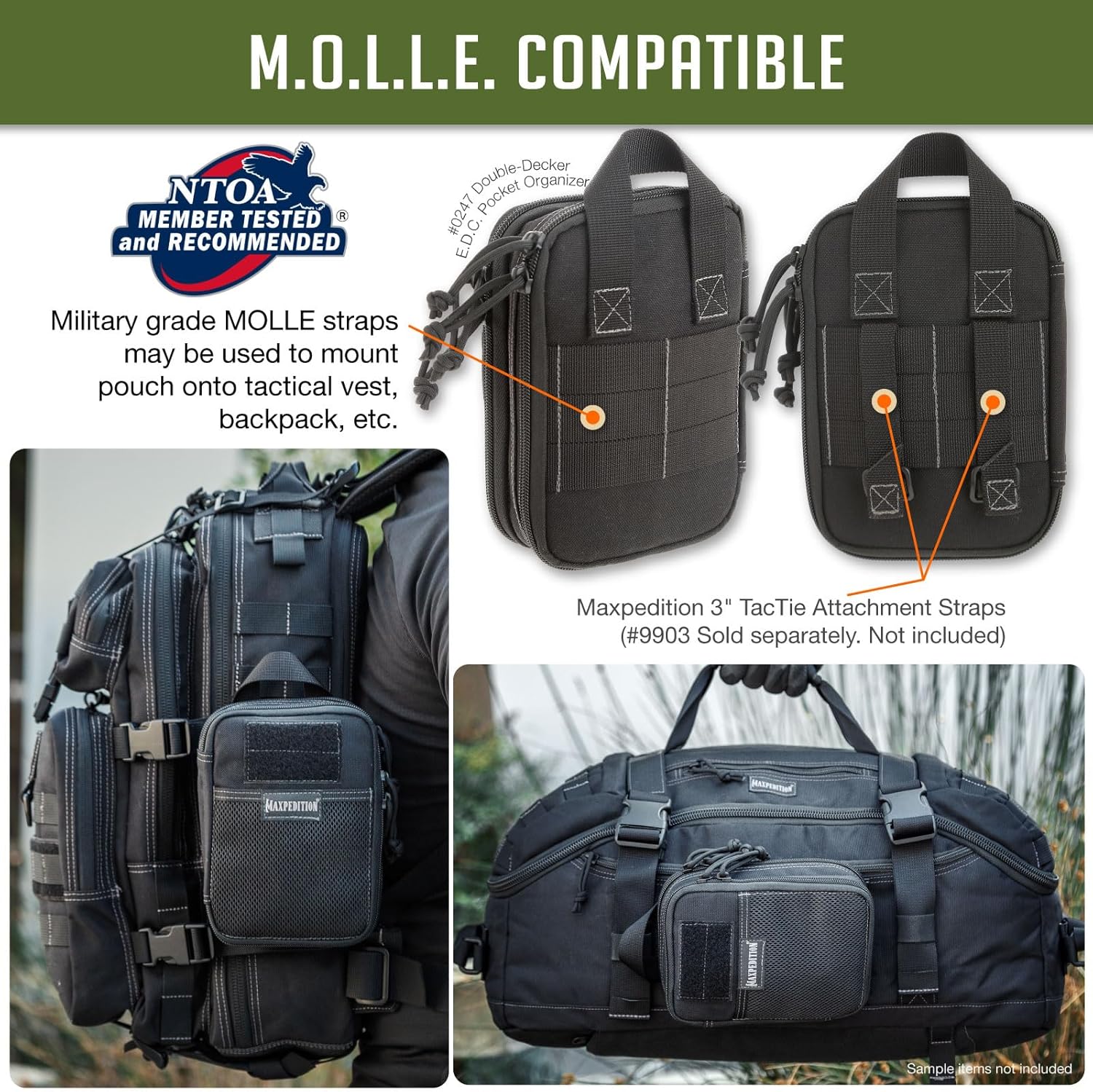 MAXPEDITION Double-Decker EDC Pocket Organizer (5” x 2.5” x 7”) EDC Pouch, Tactical Tool Pouch for Organization, MOLLE Accessories for Everyday Carry, 0247