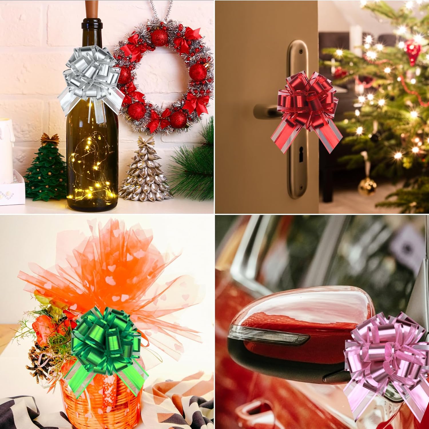 Yokodaza 12Pcs Multicolor Gift Bows 6 Colors Pull Bows for Gift Wrapping, 6 inch Large Ribbon Bows for Presents Christmas Wedding Party Decorations - Image 4