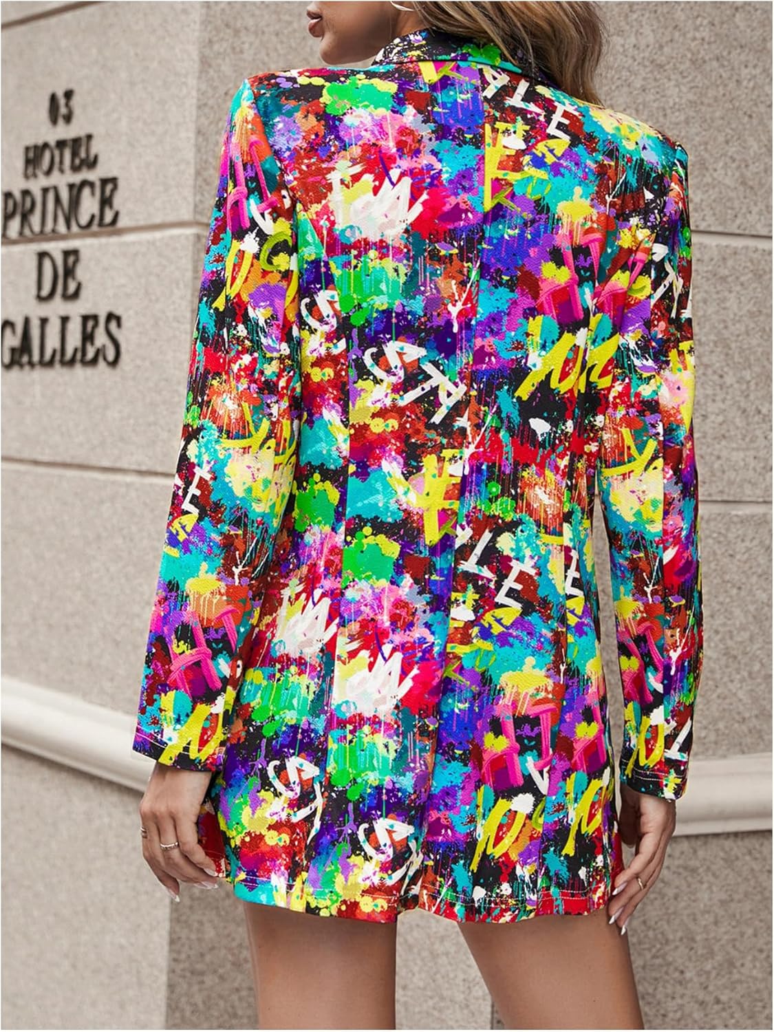 Floerns Women's Casual Long Sleeve Graphic Colorful Blazer Work Suit Jackets - Image 2