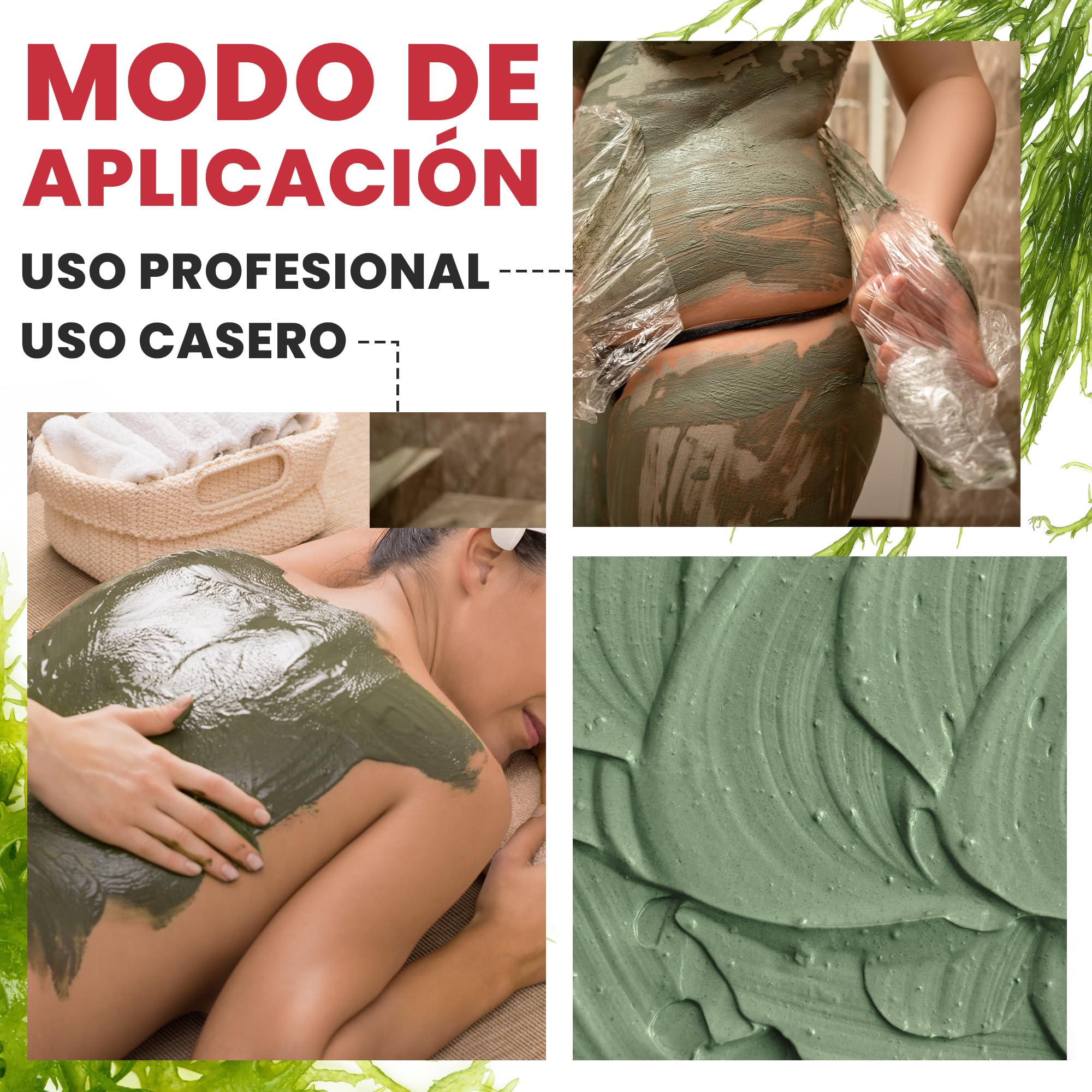 Barro de Algas Anticelulitico: Combate Celulitis y Flacidez Corporal. Efecto Reafirmante y Resultados Visibles. Fango Profesional SPA Tratamiento de Choque - Ready To Use - 6000 g 6 kg