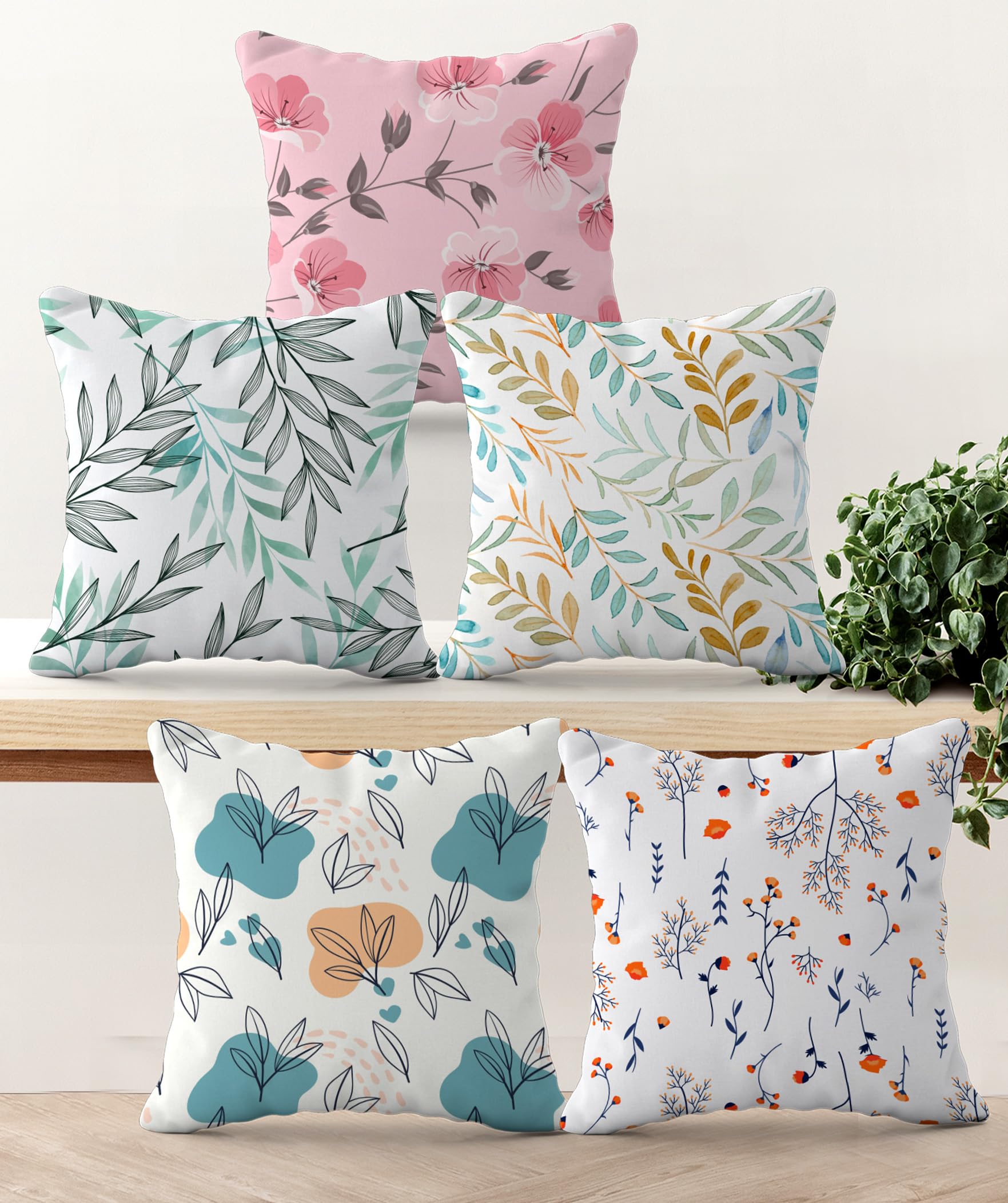 HOOPY Canvas Set of 5 Designer Decorative Throw Pillow/Cushion Covers (16 Inch X 16 Inch, Botanical Print), 100 Tc (B0BFL84CXK) Amazon Price History, Amazon Price Tracker