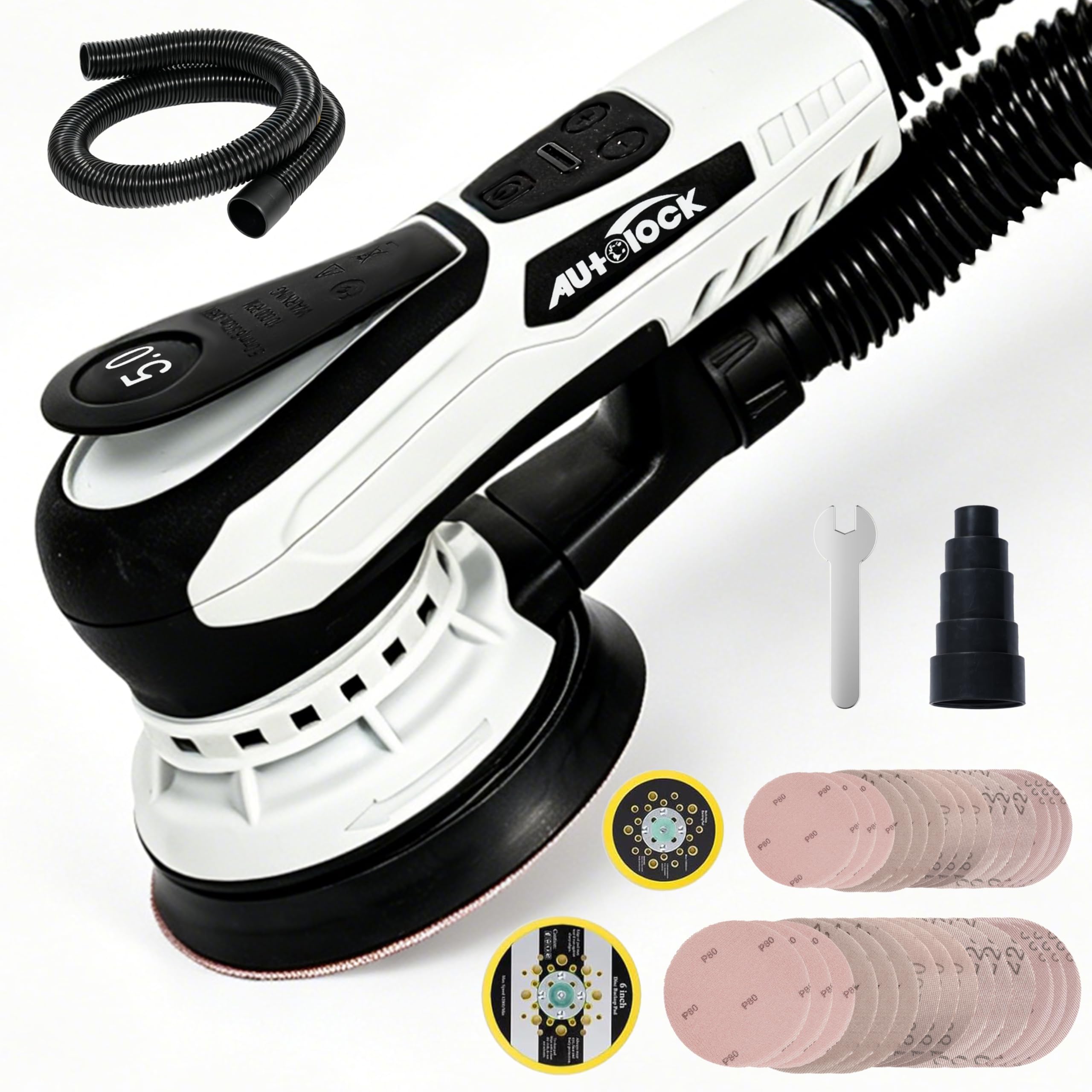Photo 1 of Autolock Electric Random Orbital Sander, 350W Brushless Motor with 5 & 6 Inch Pads, 10000RPM Palm Sander for Woodworking, Sanding and Polishing (1pcs)