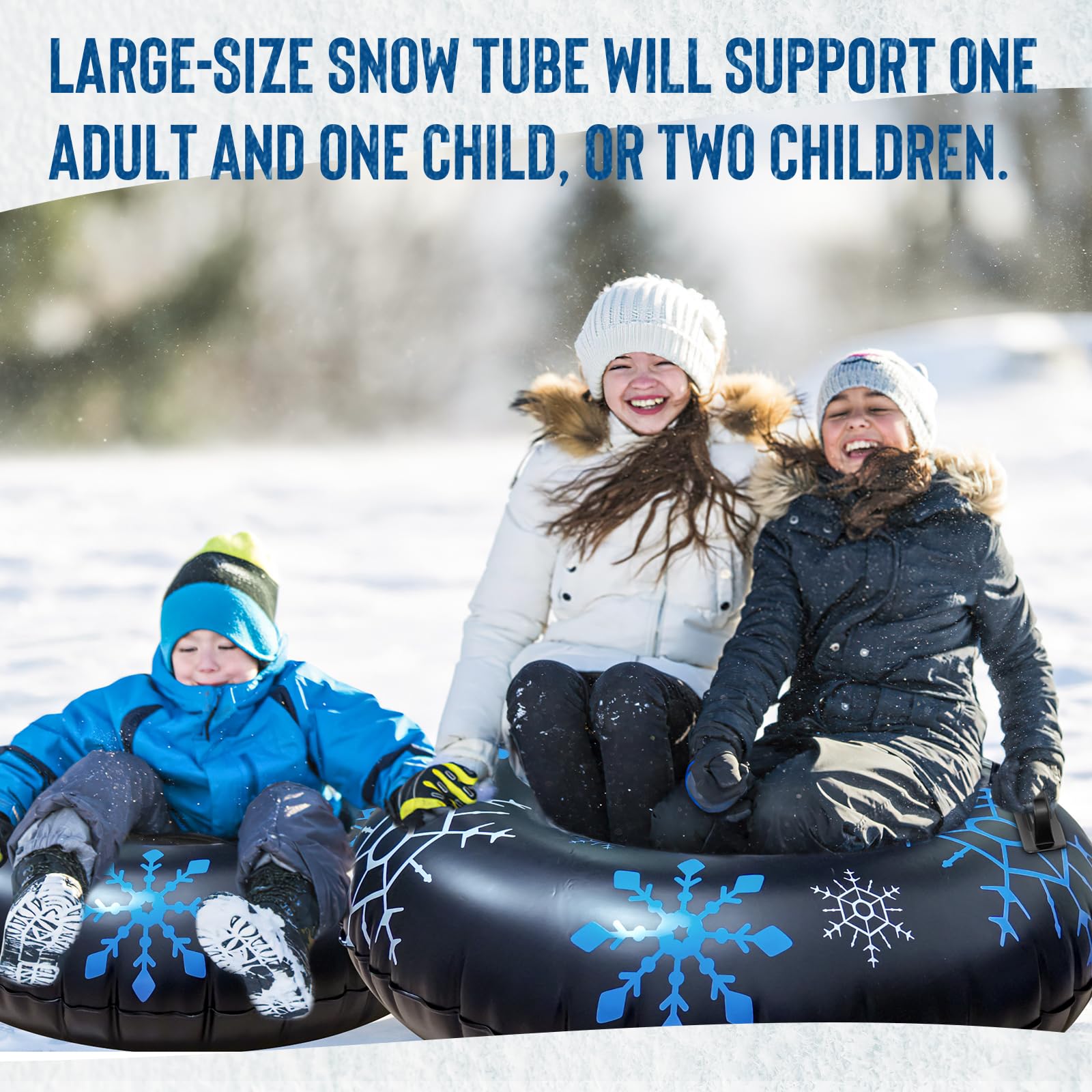 Tubo de nieve inflable de 45 pulgadas con asas, 0.6 mm de grosor, trineo resistente para niños y adultos