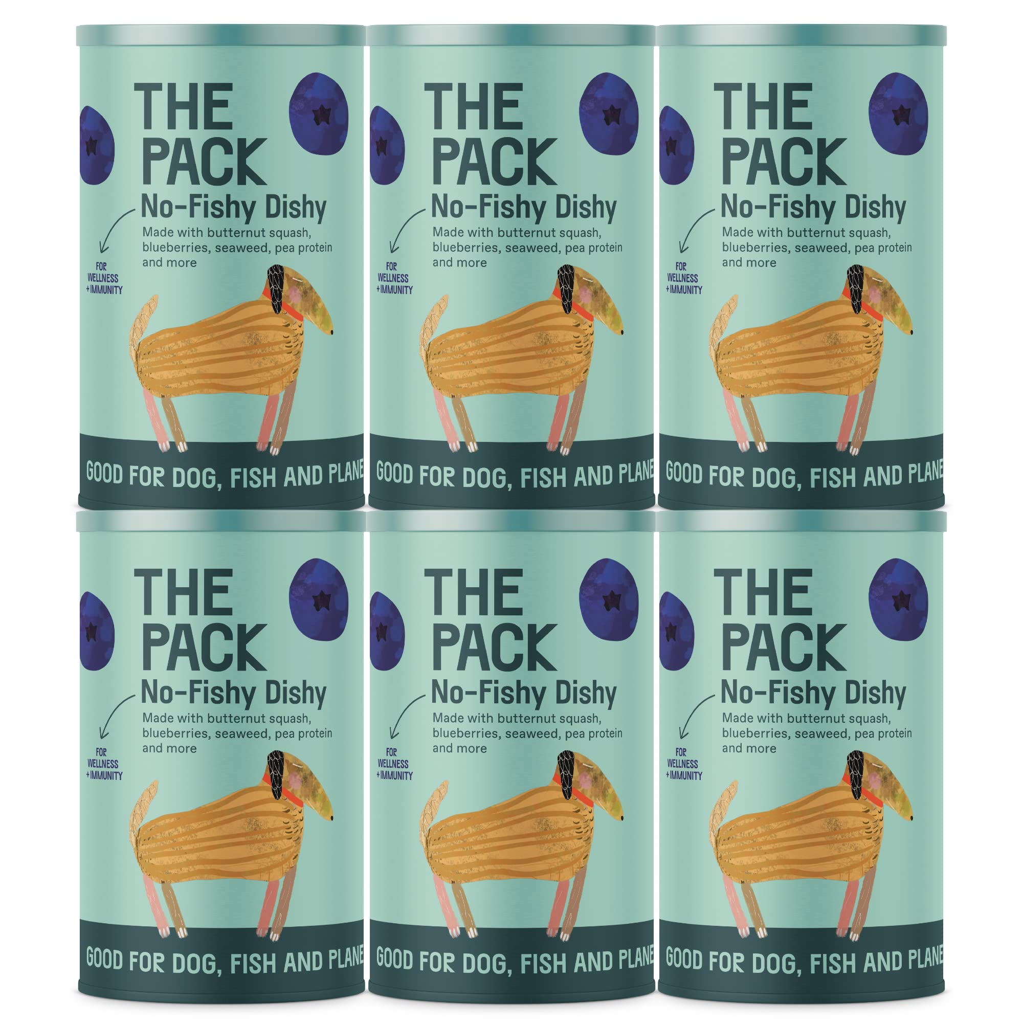 THE PACK Vegan Wet Dog Food: Nutritionally Complete wet meals - No-Fishy Dishy (6 x 375g cans)
