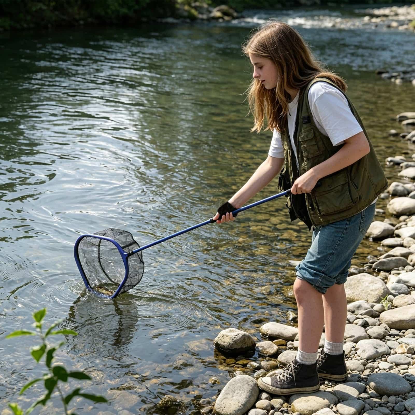 Rozsuwana Siatka Wędkarska Teleskopowy Sprzęt Wędkarski z Siatką | Podbierak Na Bassy Do Pieszych Wędrówek, Kajaka, Łodzi, Stawu, Jeziora, Słonej Wody, Połowu Pstrągów Oraz