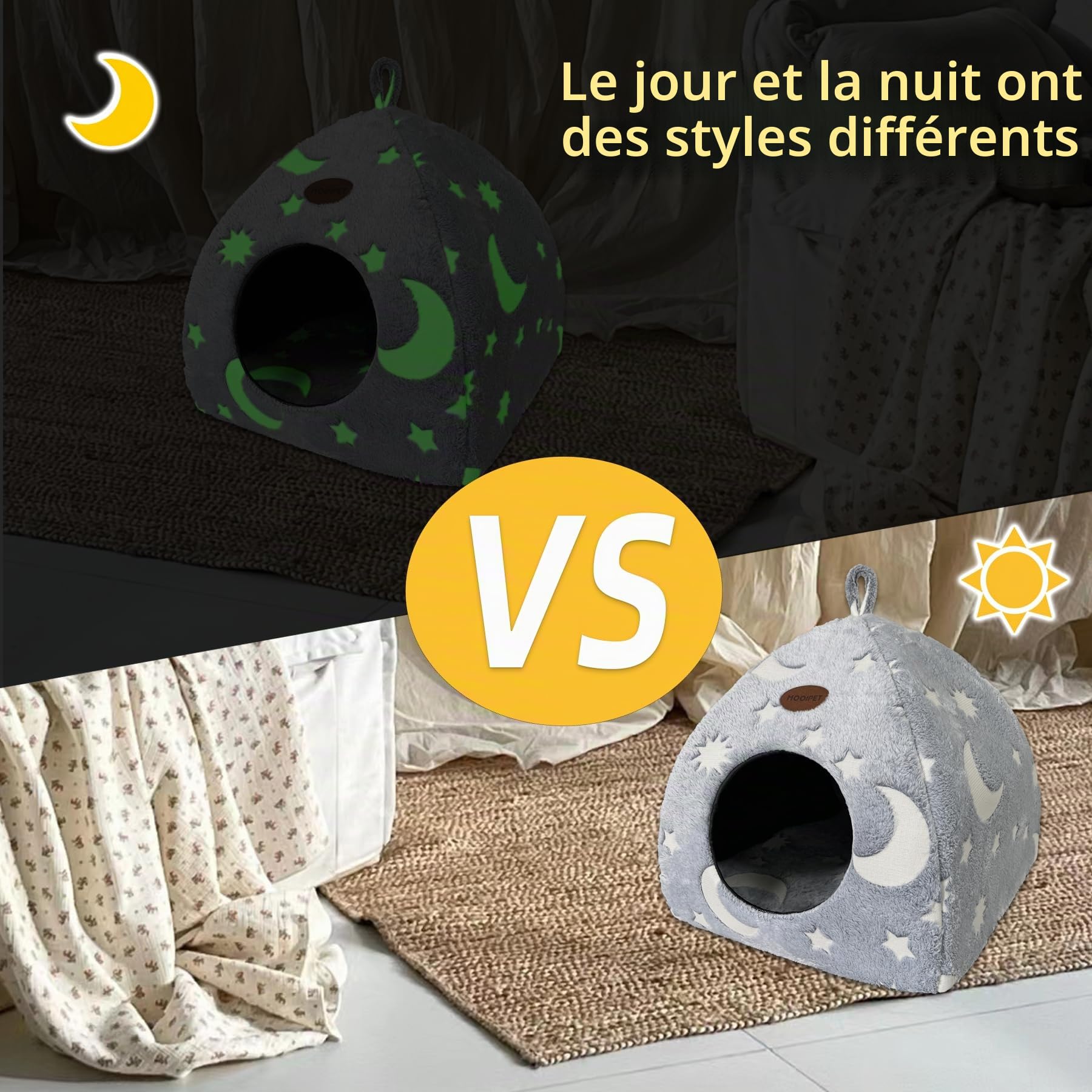 Niche pour Chat d’intérieur Maison Chat avec Coussin en Peluche Nid de Chat Abri Chaud Lit pour Petits Animaux 33x33x35cm