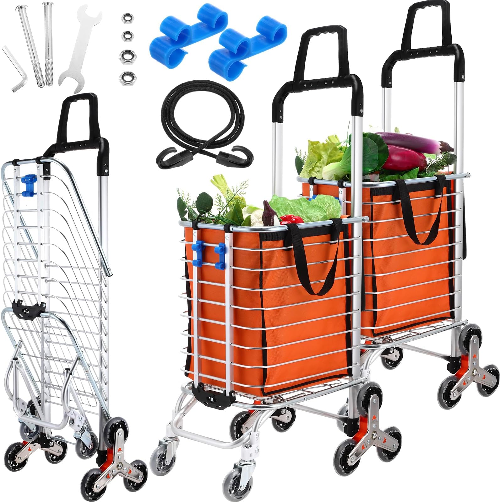 FLYHERO Folding Shopping Cart Light Pull Cart Large