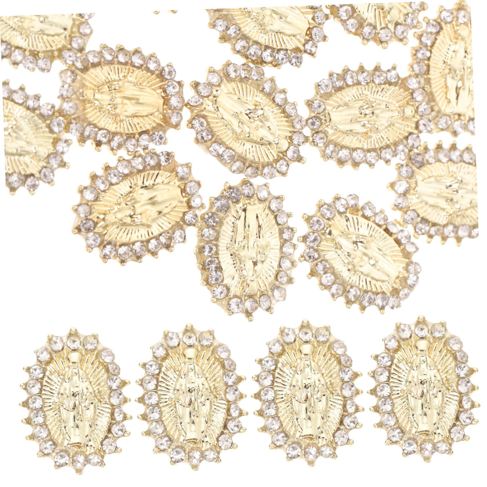 FRCOLOR 100 piezas joyas con de uñas colgantes para uñas colgante de uñas de cristal colgante de metal adorno de Buda clavo de daño pegatina aleación de Jesús