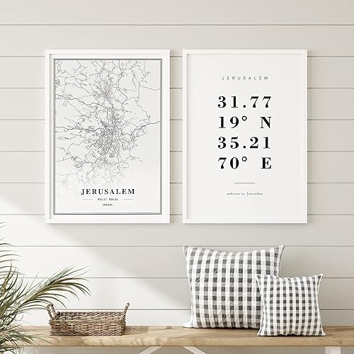 Miniatura 3 de Dear Mapper Póster abstracto de mapa moderno de camino de Jerusalén, pintura minimalista, lienzo en blanco y negro, impresión artística, póster para