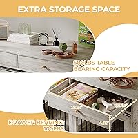 Vista 4 de Caja de mueble para perros de 47", Caja de perro estilo mueble grande para perros grandesmedianospequeños (Gris retro, una jaula)