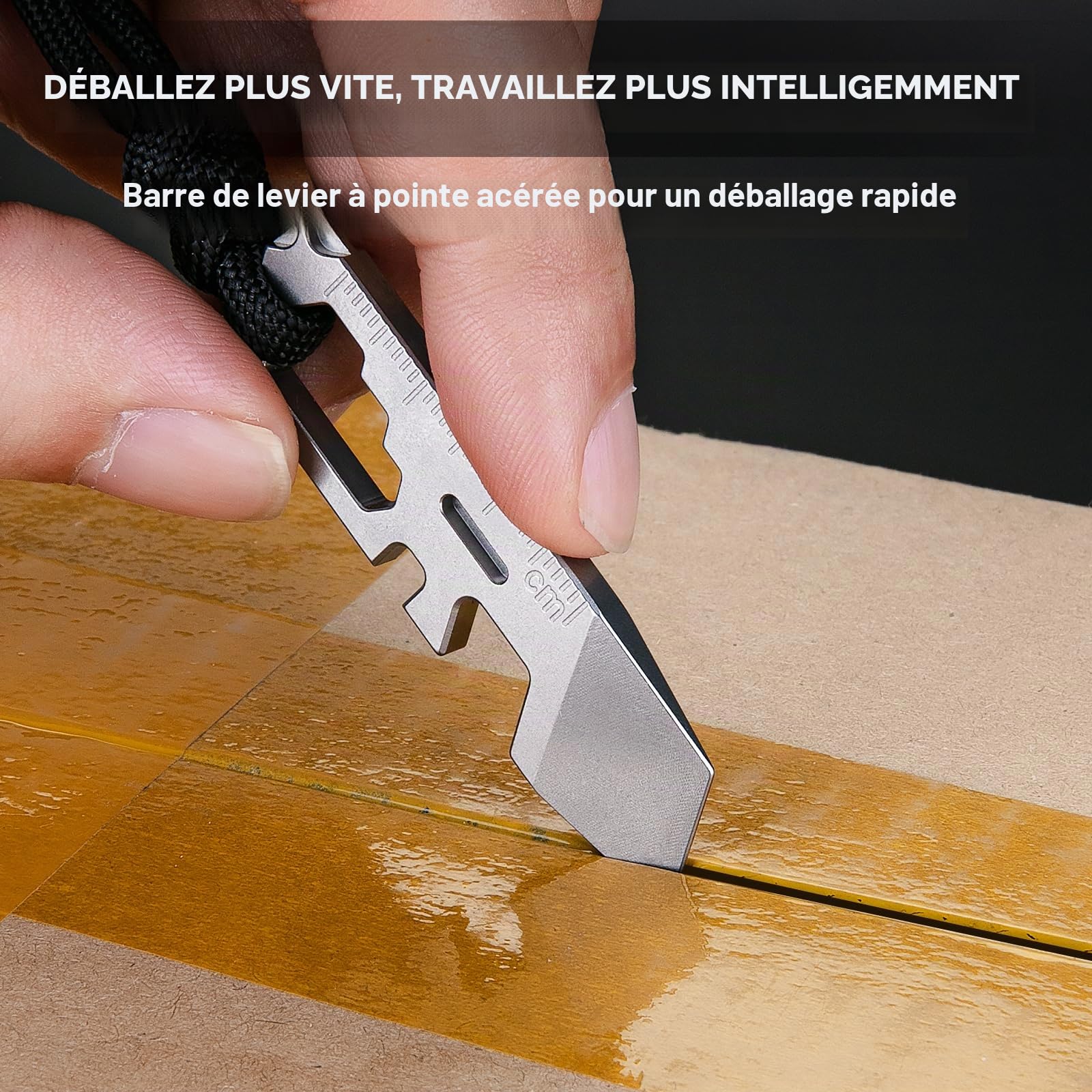 KEEPO LINK Outil multifonction 4 en 1 en titane avec décapsuleur, clé hexagonale et règle, outil de levier de poche pour le transport quotidien, le camping et l'extérieur, OLT03 (OLT09)