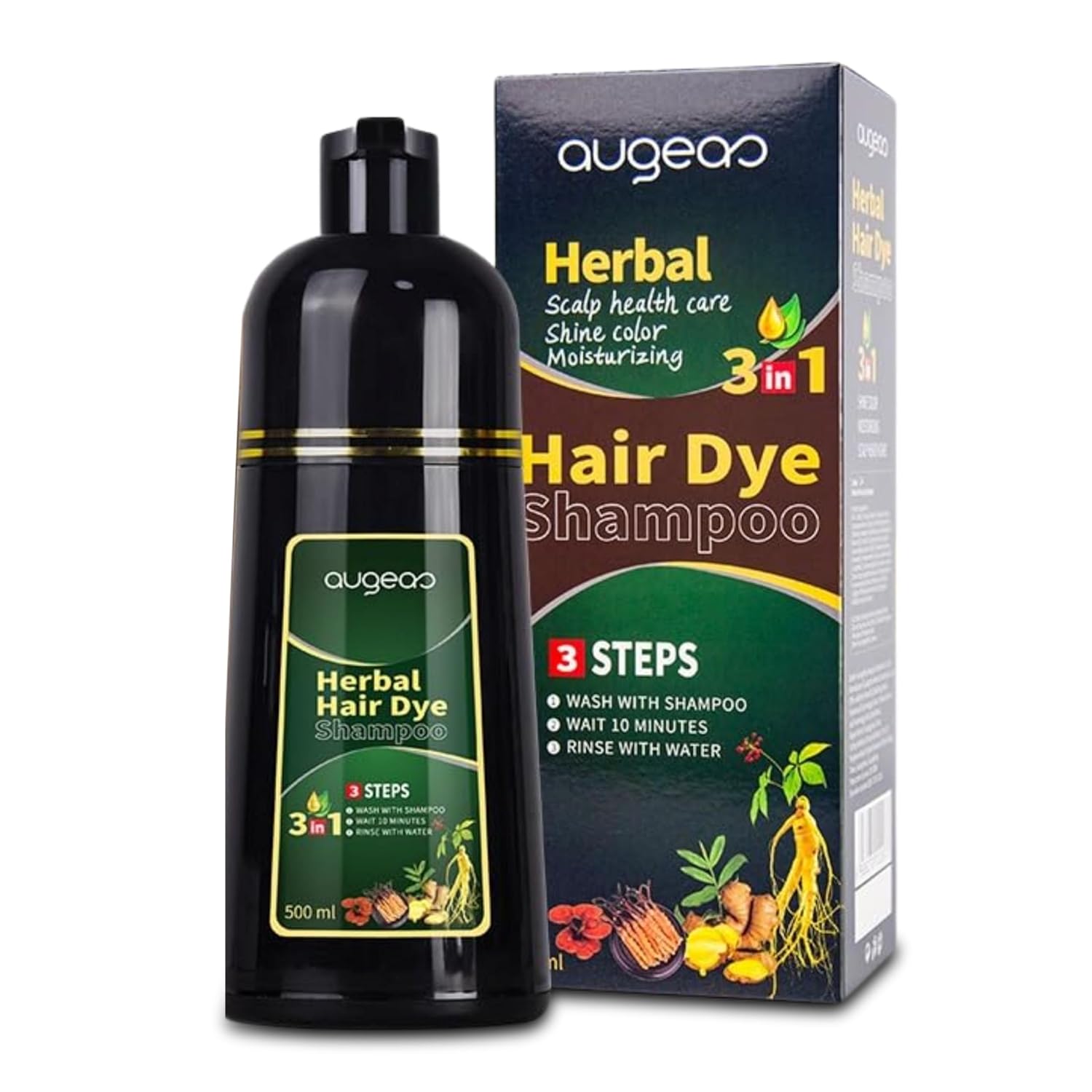 GOODY 2'S Herbal Hair Dye Shampoo – Fast Chestnut Brown Hair Color in 10 Minutes, Ammonia-Free & Nourishing with Botanical Extracts, Easy-to-Use Formula, 500ml