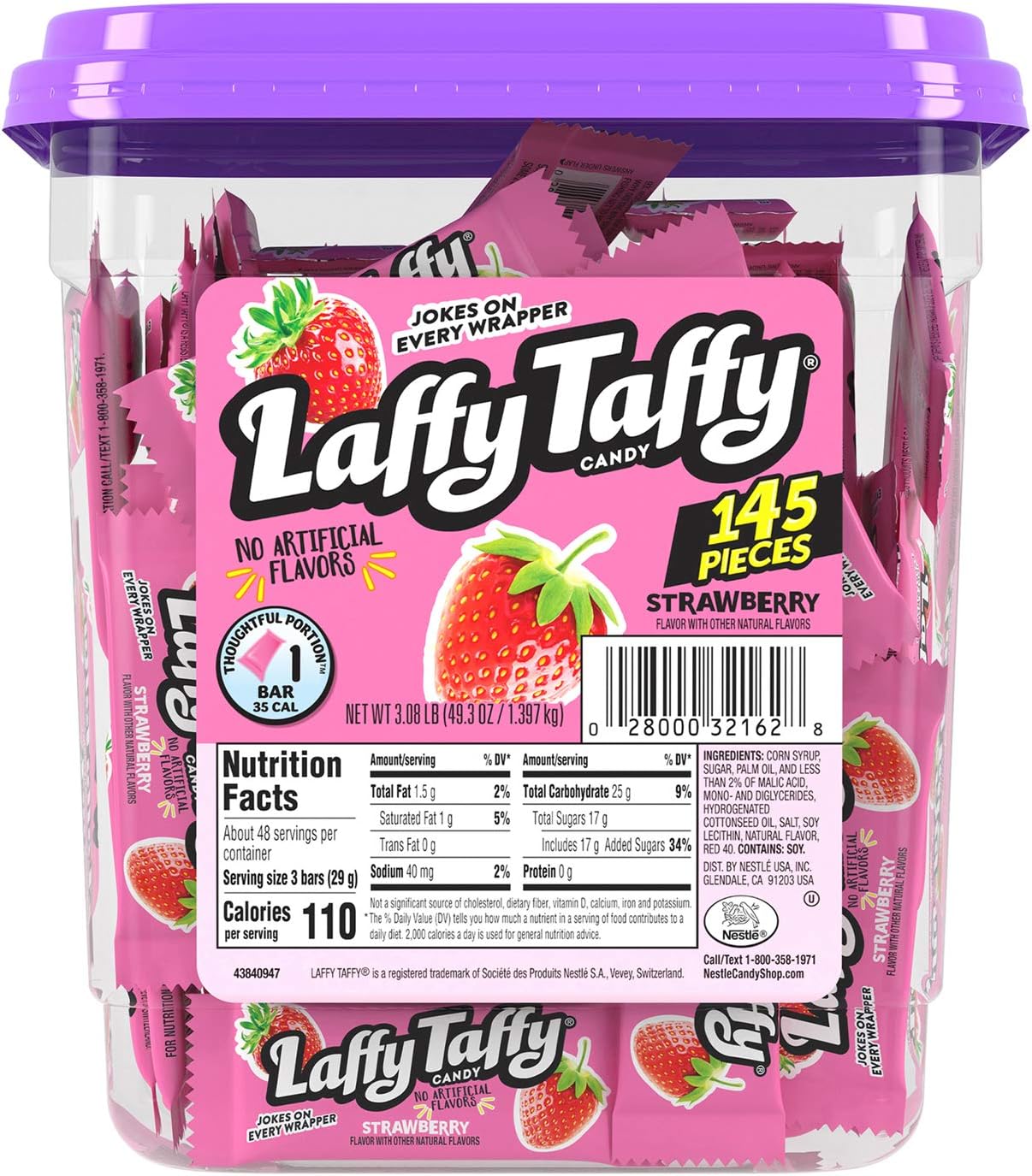 Wonka Laffy Taffy Jar, Strawberry, 145Count Amazon.ca Grocery