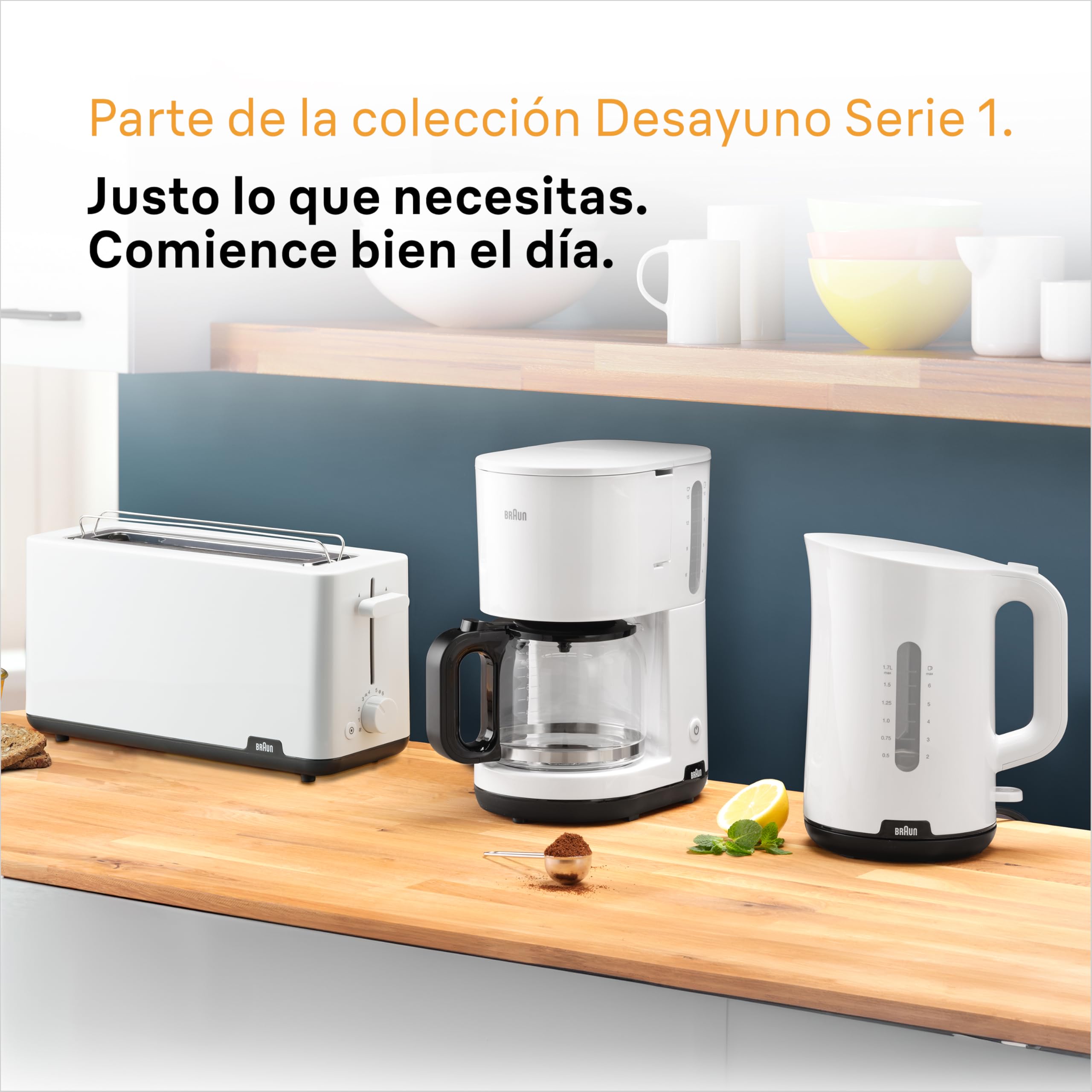 Braun Breakfast 1 HT1110WH, Tostadora con Ranura Extra Larga con 8 Niveles de Tostado, Funciones para Recalentar y Descongelar, Bandeja para Migas, Ranura de 25 cm, Potencia 1030W, Color Blanco