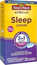 Nature Made Wellblends Sleep Longer, Melatonin 10mg, L theanine 100 mg, and GABA 100mg, Sleep Supplement, 35 Tri-Layer Tablets