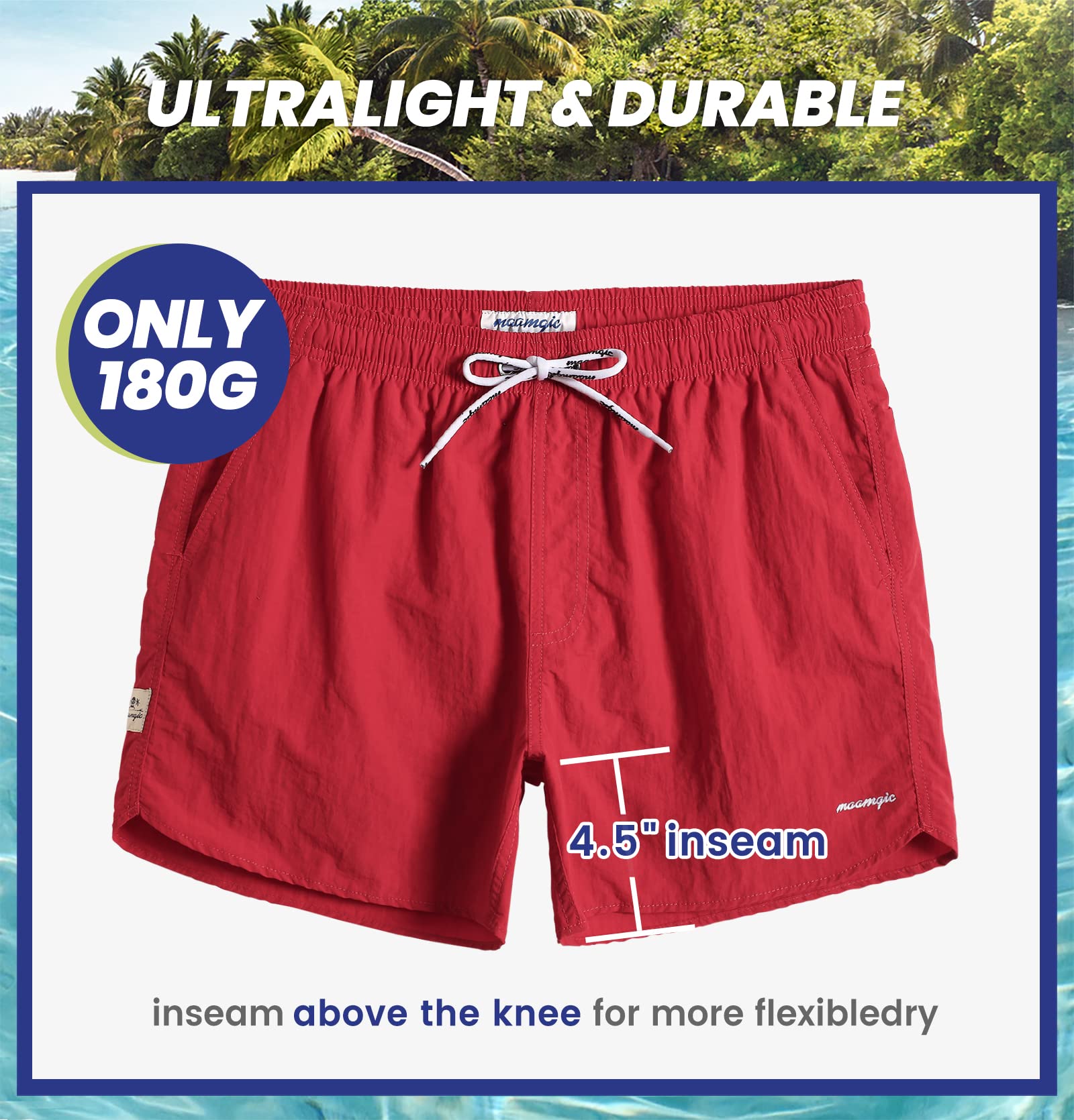 MaaMgic Mens Swim Trunks with Mesh Lining Quick Dry Mens Bathing Suit Shorts — view 6