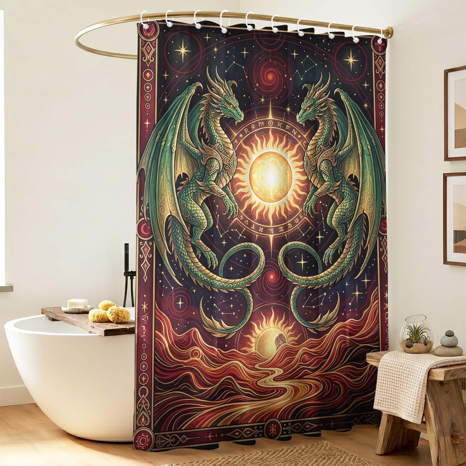 Generisch Drache - Tenda da doccia, 200 x 200 cm, colore: marrone