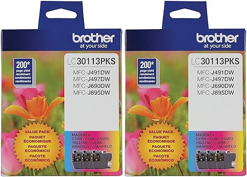 Brother - LC30113PKS paquete de 3 cartuchos de tinta de color de rendimiento estándar, rendimiento de página de hasta 200 páginas por cartucho,