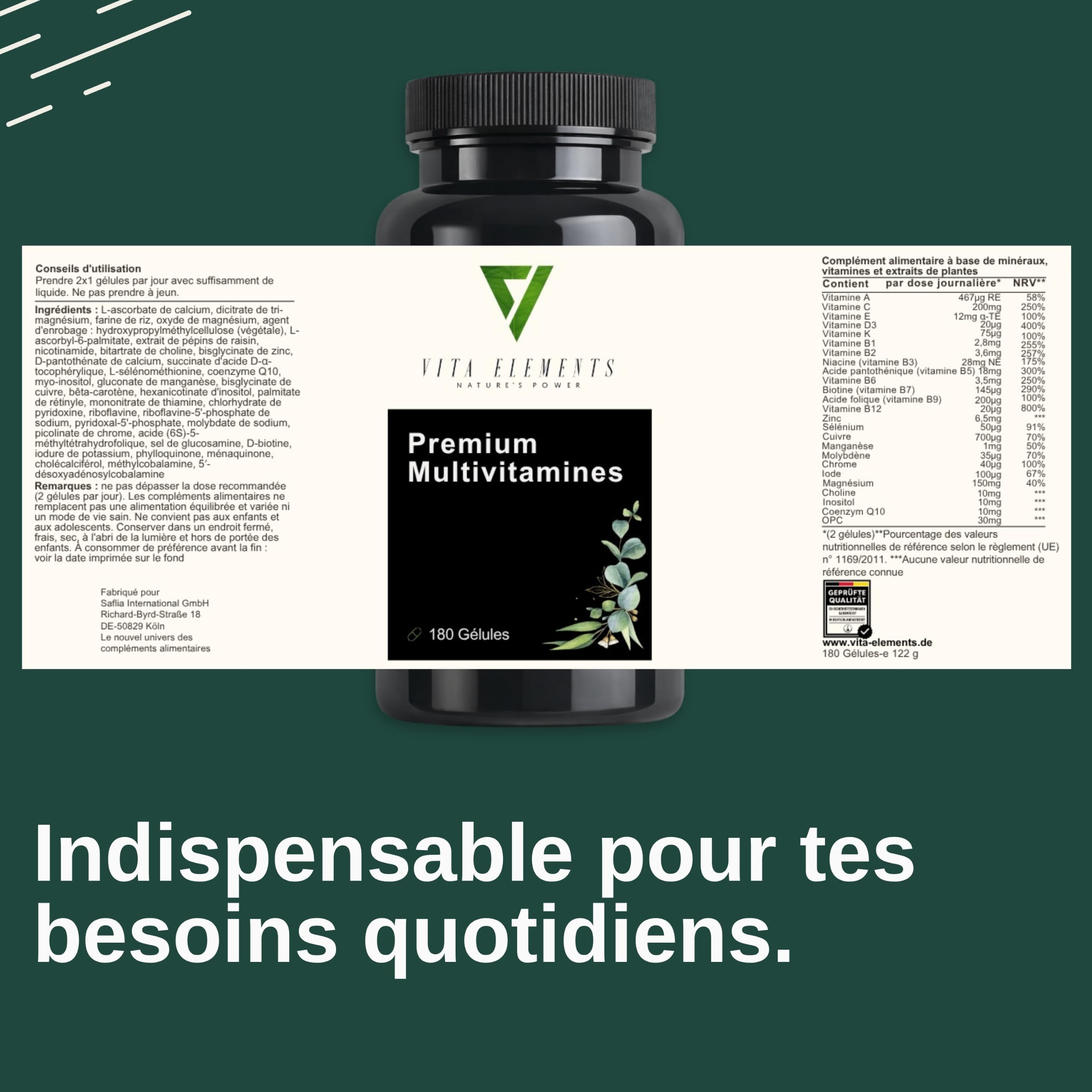 Vita Elements Complexe Multivitamines - 180 gélules - Lot de 3