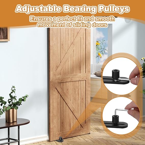Adjustable Sliding Door Floor Guide with Accessory, Universal Carbon Steel Barn Door Track Flush Bottom Guides, Black Easy to Install Protect Wall Mount Stay Roller Runners for Different Sizes Doors
