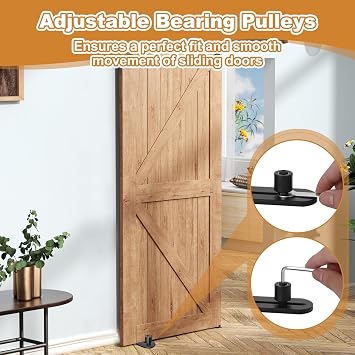 Adjustable Sliding Door Floor Guide with Accessory, Universal Carbon Steel Barn Door Track Flush Bottom Guides, Black Easy to Install Protect Wall Mount Stay Roller Runners for Different Sizes Doors
