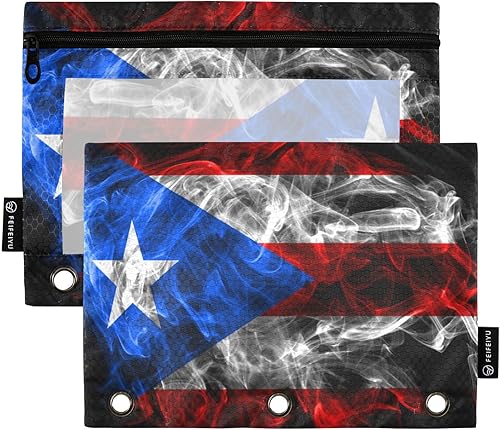 Carpeta Patriot con diseño de bandera de Puerto Rico para archivos, resistente bolsa para 3 anillas, ventana transparente, oficina, escritorio,