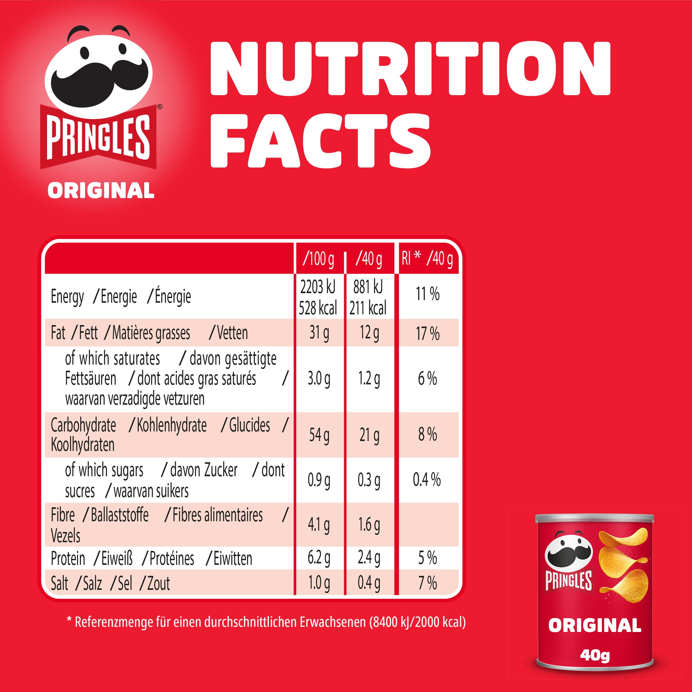 Pringles Original (2x 12x 40 g) – der unwiderstehliche Snack-Klassiker in der praktischen Dose – knackige Chips mit Salz – Pop. Play. Eat.