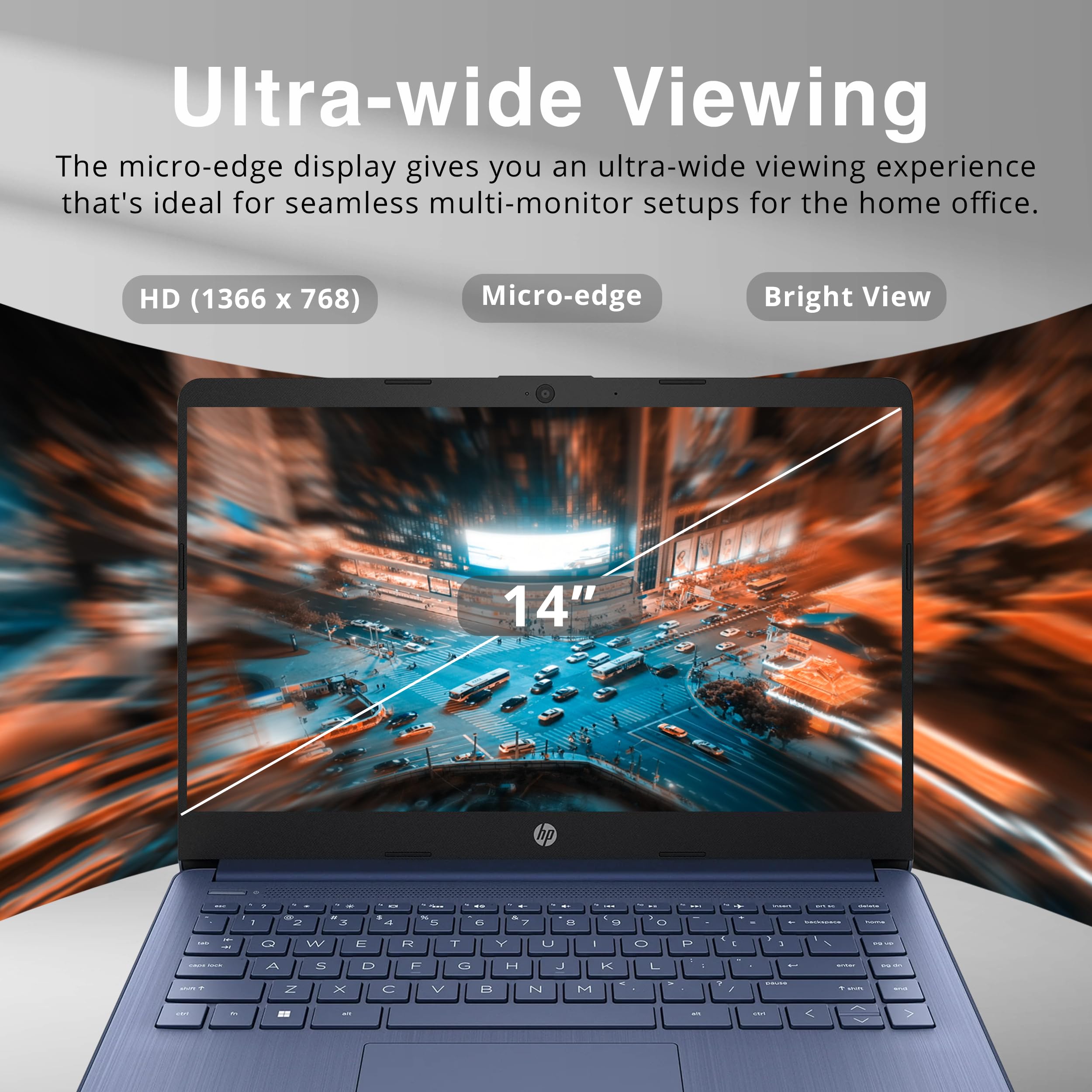 Amazon.com: 最新的HP 14 吋HD 筆記型電腦,Windows 11,Intel Celeron