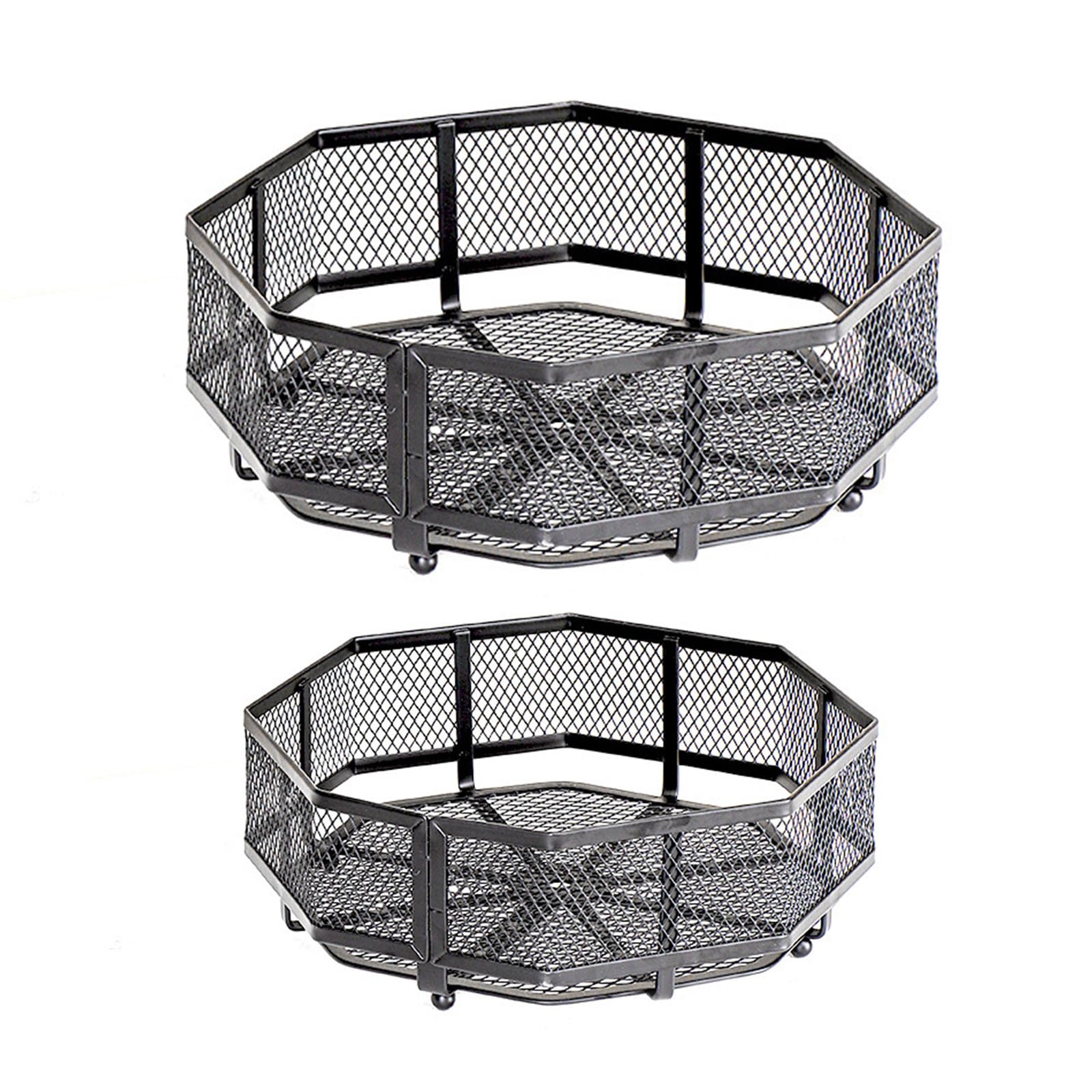 MICFENY Pack Of 2 Desktop Fruit Basket Metal Storage Bins for Kitchen and Use Carbon Steel Snacks Vegetable Holder