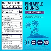 Vista 2 de Dole Fruta enlatada, trozos de piña en almíbar pesado, sin gluten, grapas de despensa, 20 onzas, 12 unidades, el embalaje puede variar