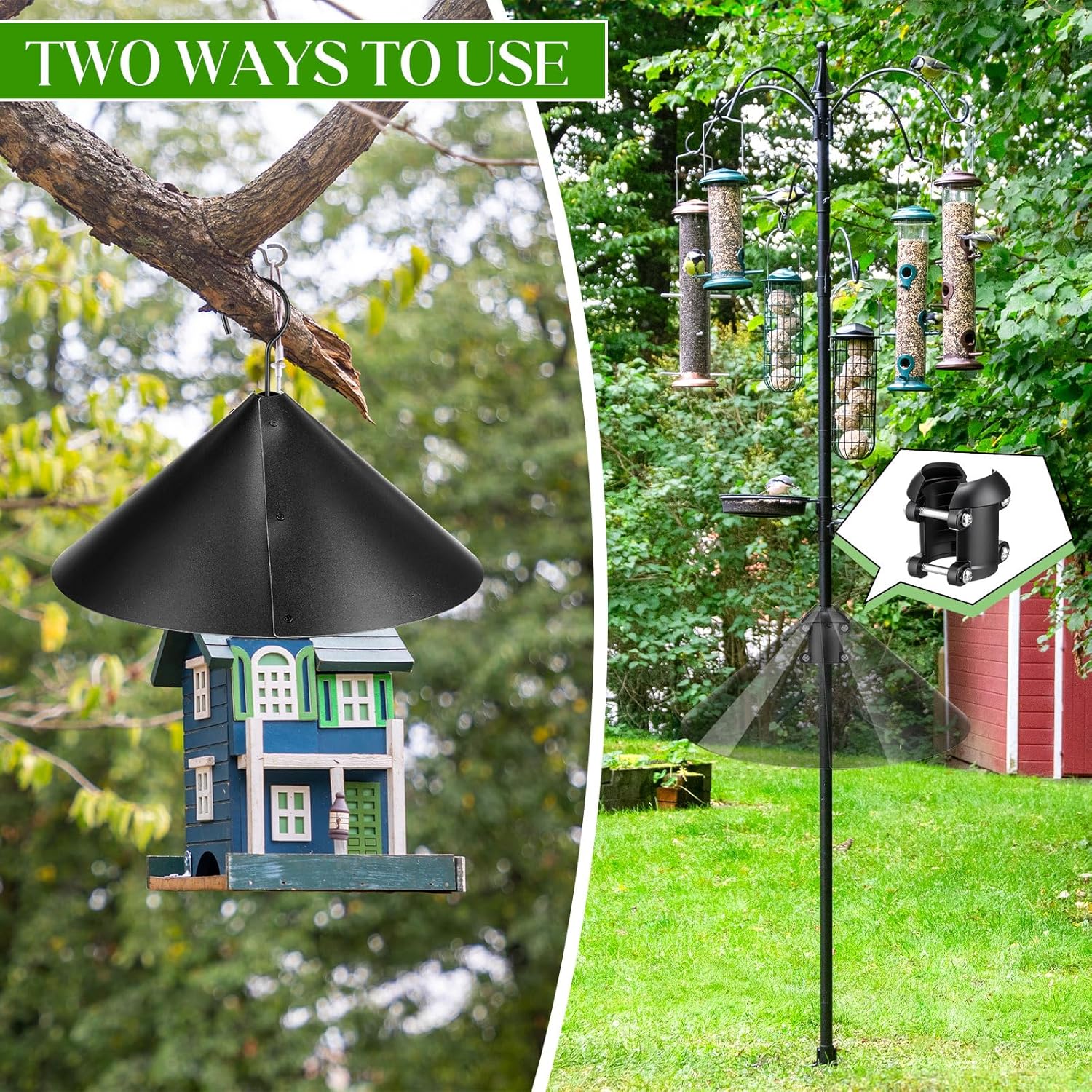 6 Sets 16 Inch Wide Squirrel Baffle for Bird Feeder Pole, Outside Pole Mount Stopper & Bird House Guard for Outdoor Shepherd's Hook Birds Feeder Squirrel Proof for Garden or Park
