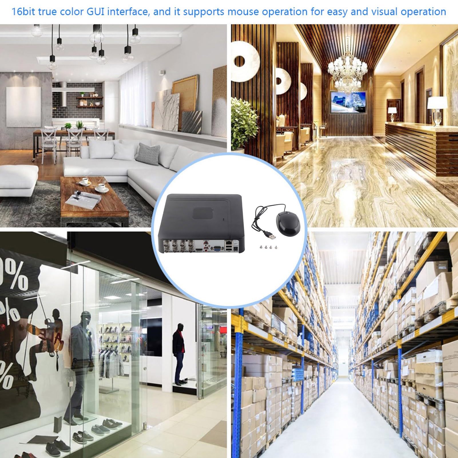 Grabadora de vídeo, 8 Canales 5 en 1 CCTV AHD/CVI/TVI/DVR/NVR Grabador de video en tiempo real, Kits de vigilancia de casa DVR(EU)