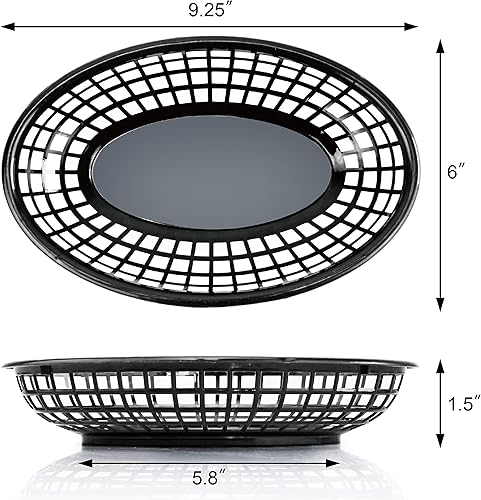 Miniatura 4 de New Star Foodservice 44140 - Cestas de comida rápida, ovaladas de 9 14 x 6 pulgadas, color negro