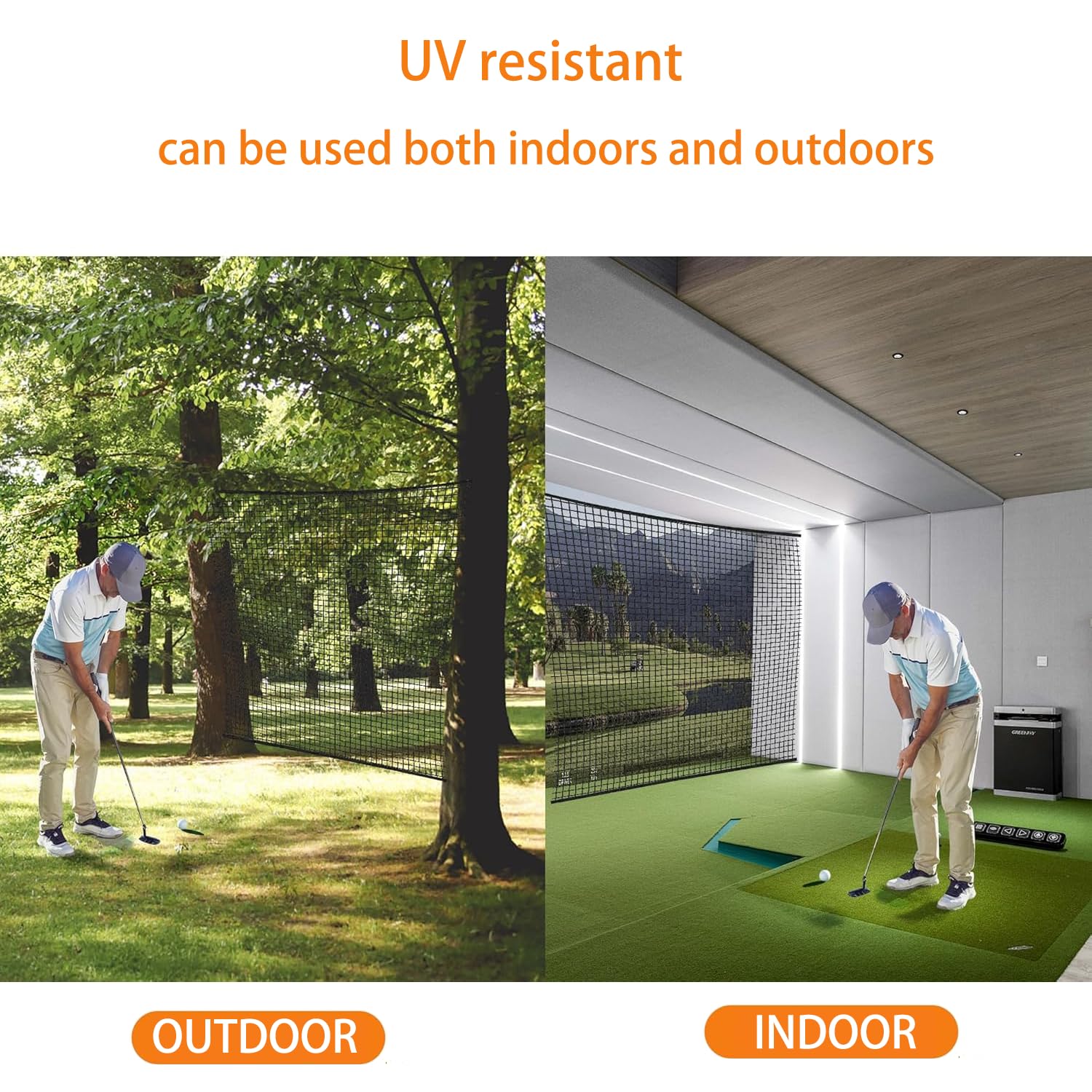 Red de Práctica Golf con Cuerdas de Sujeción, Poliéster Resistente para Entrenamiento Exterior/Interior - Portátil y Antidesgarro Negro