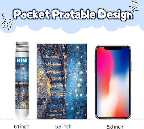 Miniatura 4 de Mini rompecabezas de 150 piezas para adultos y niños, 6" x 4" Noche Estrellada y más, paquete de 3