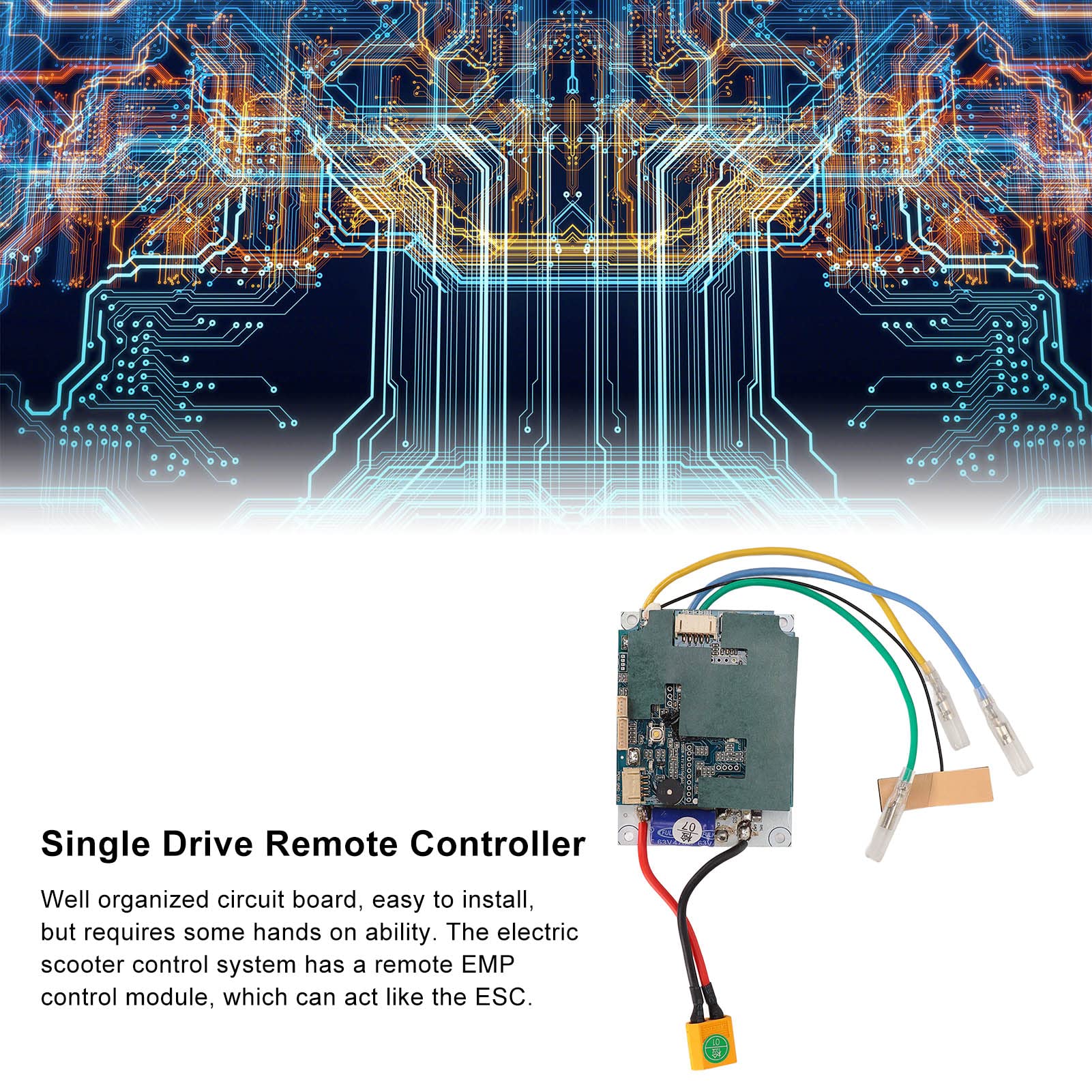 ESC Controller di Skateboard Elettrico con Telecomando, Controllo Elettrico a Portata Singola del Mozzos del Mozzos del a Trazione Singola Kit di Scheda ESC