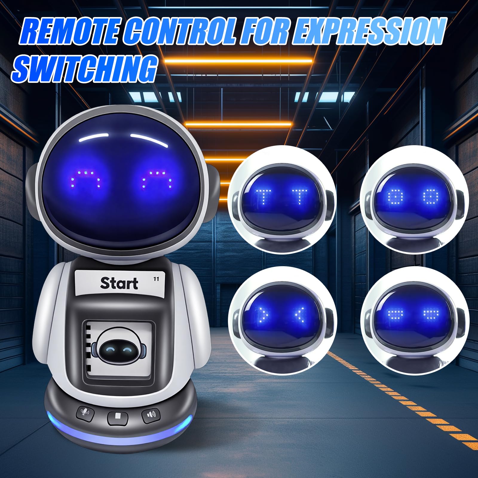 OBEST 2.4G Robote teledirigido con reconocimiento de comandos de tarjeta, función de grabación y cambio de sonido, luces expresivas, control flexible de 4 vías, juguete educativo interactivo de voz