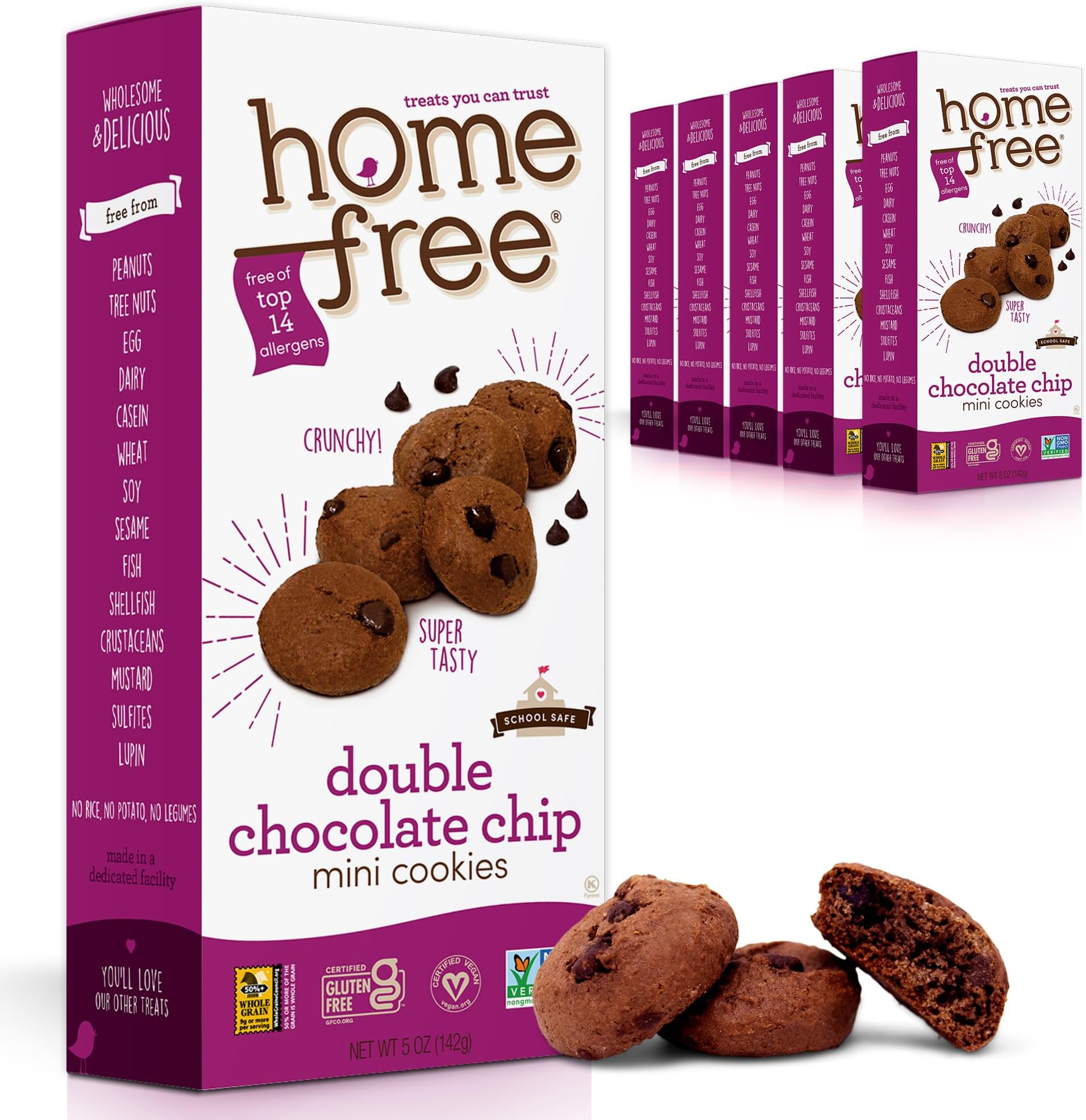 Home Free Gluten Free Mini Double Chocolate Chip Cookies 144g (Pack of 3)