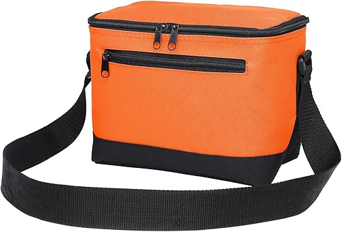 BuyAgain Bolsa de almuerzo, 600D de poliéster pequeño, 6 latas, reutilizable, con aislamiento térmico, forro resistente al agua de PEVA para