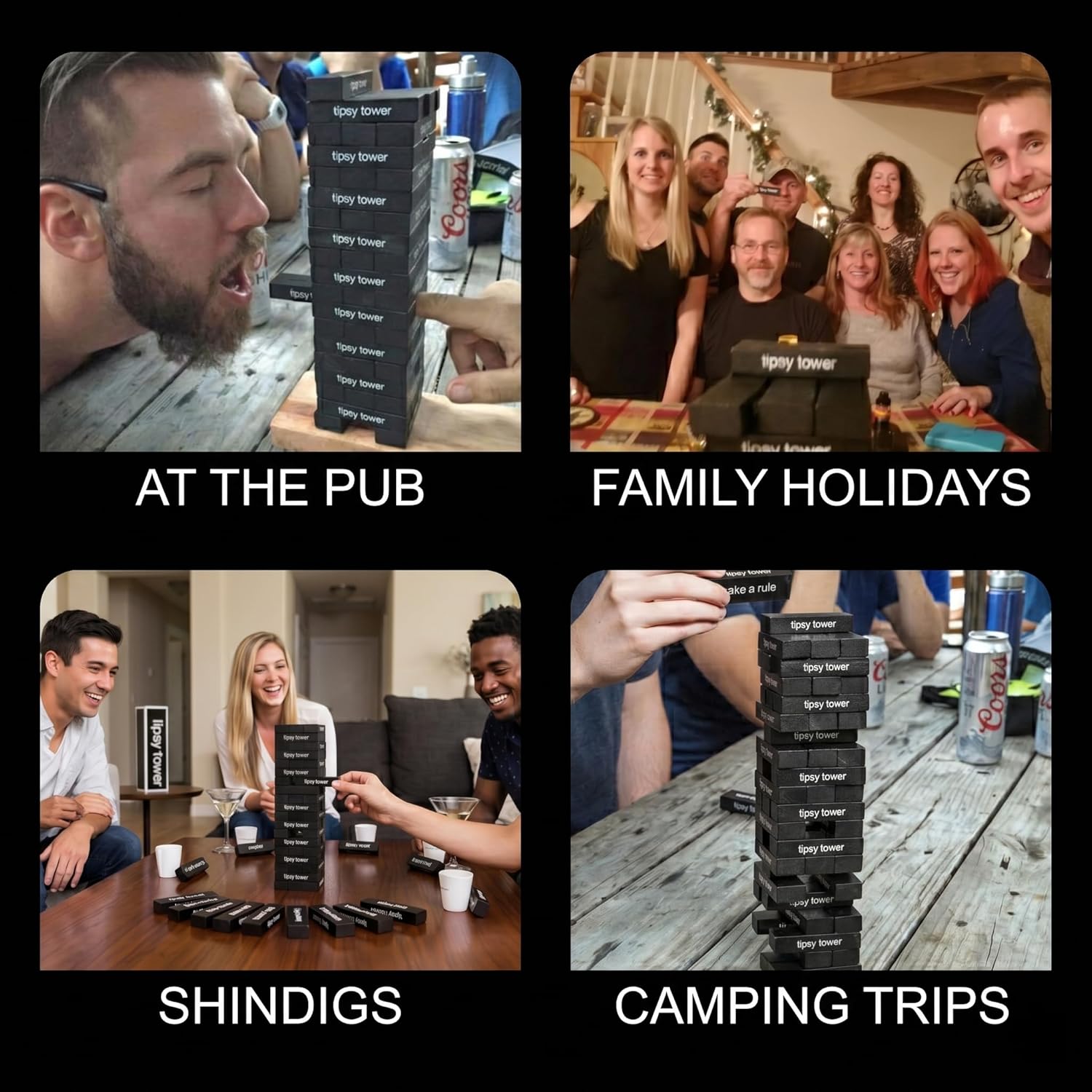 ShouldWeDrinkTonight Tipsy Tower Ultimate Drink Tower Stack Party Game – The Tipsy Tumbling Tower Ice Breaker Game - 54 Blocks with 35+ Rules and Games. Hilarious Combo of Classic and Modern!