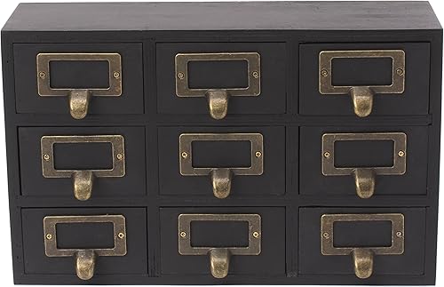 Miniatura 4 de Kate y Laurel cajonera de boticario para escritorio, 9 cajones, madera., Madera, Negro, S