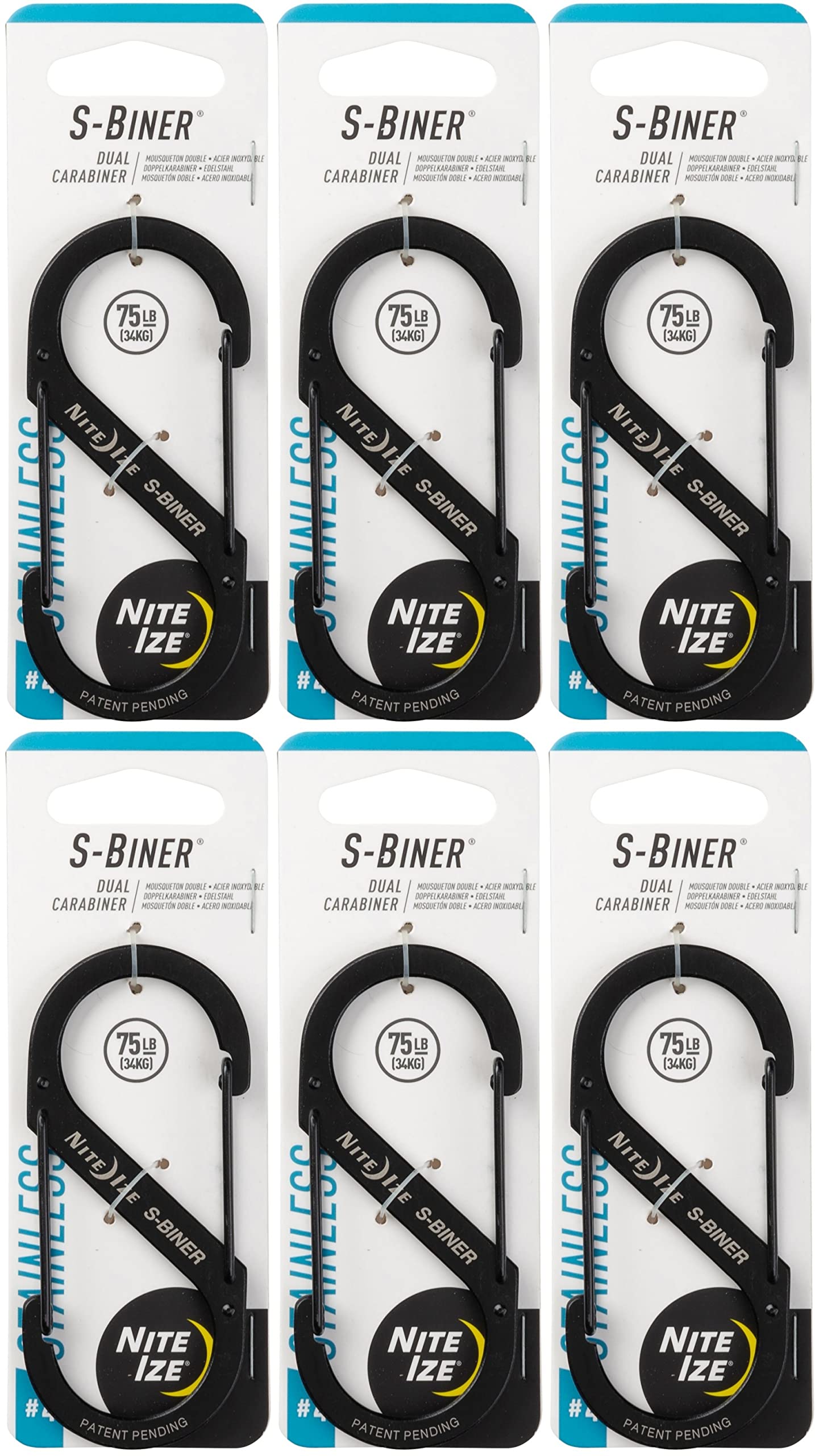 Nite Ize Clip S-Biner Carabineer Style #4-75 Lb Stainless Steel Black Carded