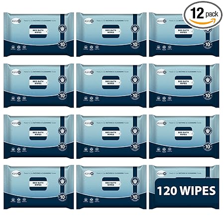 KareIn Bed Bath Wipes, Adult Wet Wipes, Adult Bath Wipes, Anti Bacterial, Ready To Use Cleansing Towels, Refreshing Sponge Bath Towel, For Men & Women, 120 Wipes, Pack of 12