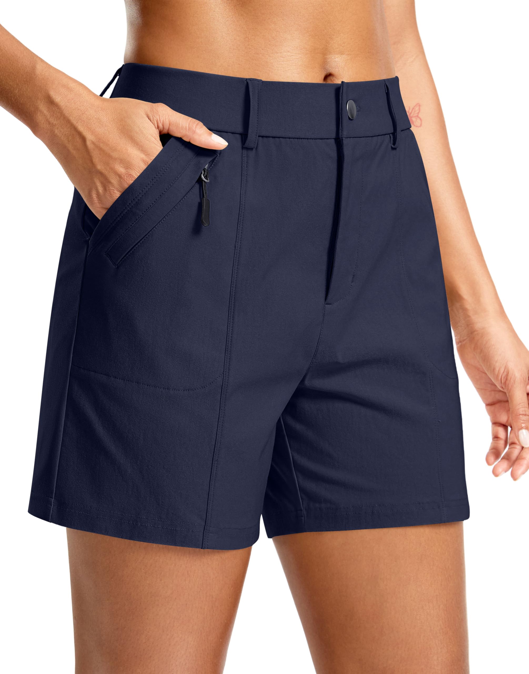 SANTINY Women's 5"/7" Hiking Golf Shorts Quick Dry Stretch Casual Work Shorts with Pockets for Women Walking Travel Summer
