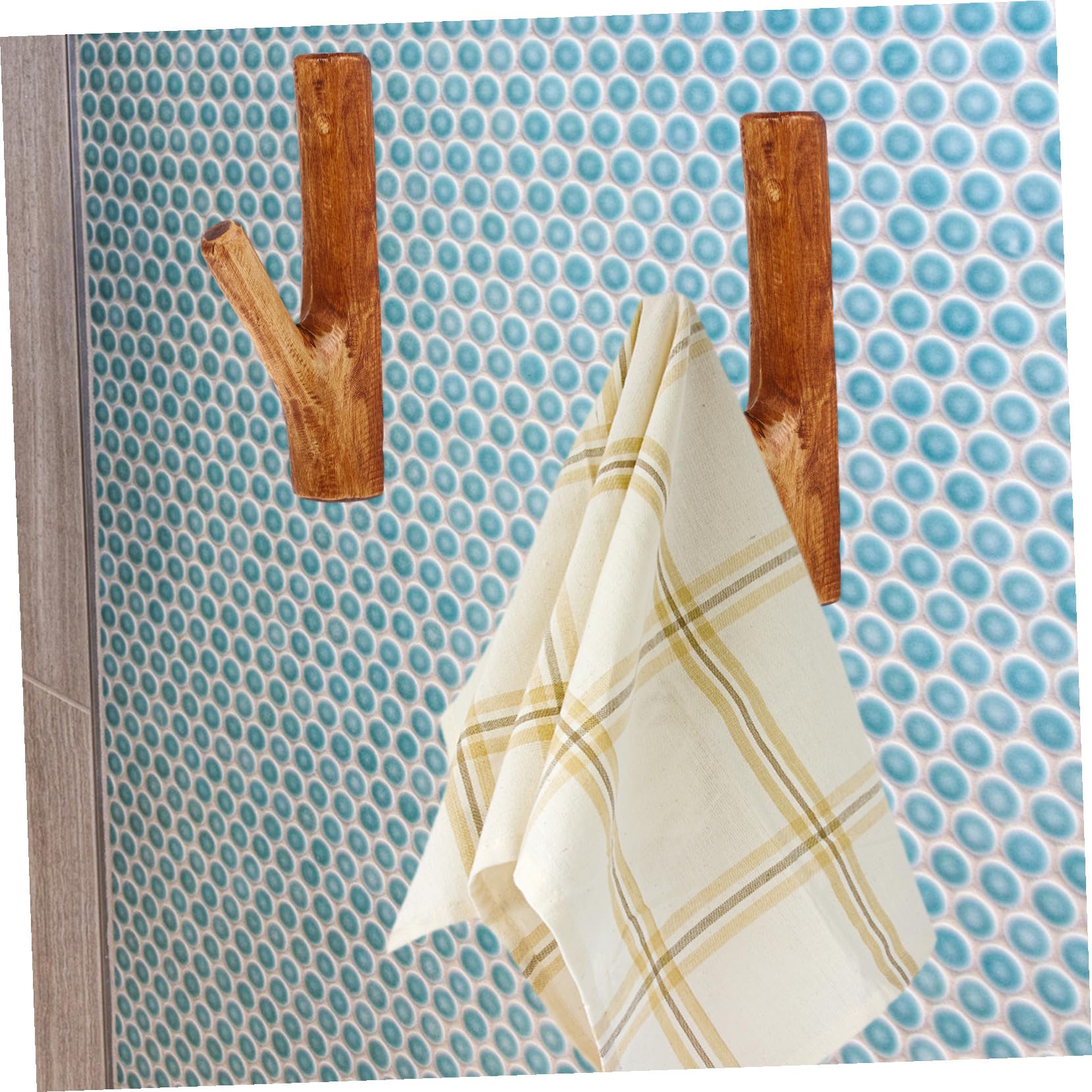 Homoyoyo Gancho de Pared de Madera Rústica Adhesivo, Gancho Decorativo para Colgar Llaves y Abrigos, Tamaño Mediano, Color Marrón, Autoadhesivo sin Taladro, Adecuado para Hogar y Oficina,